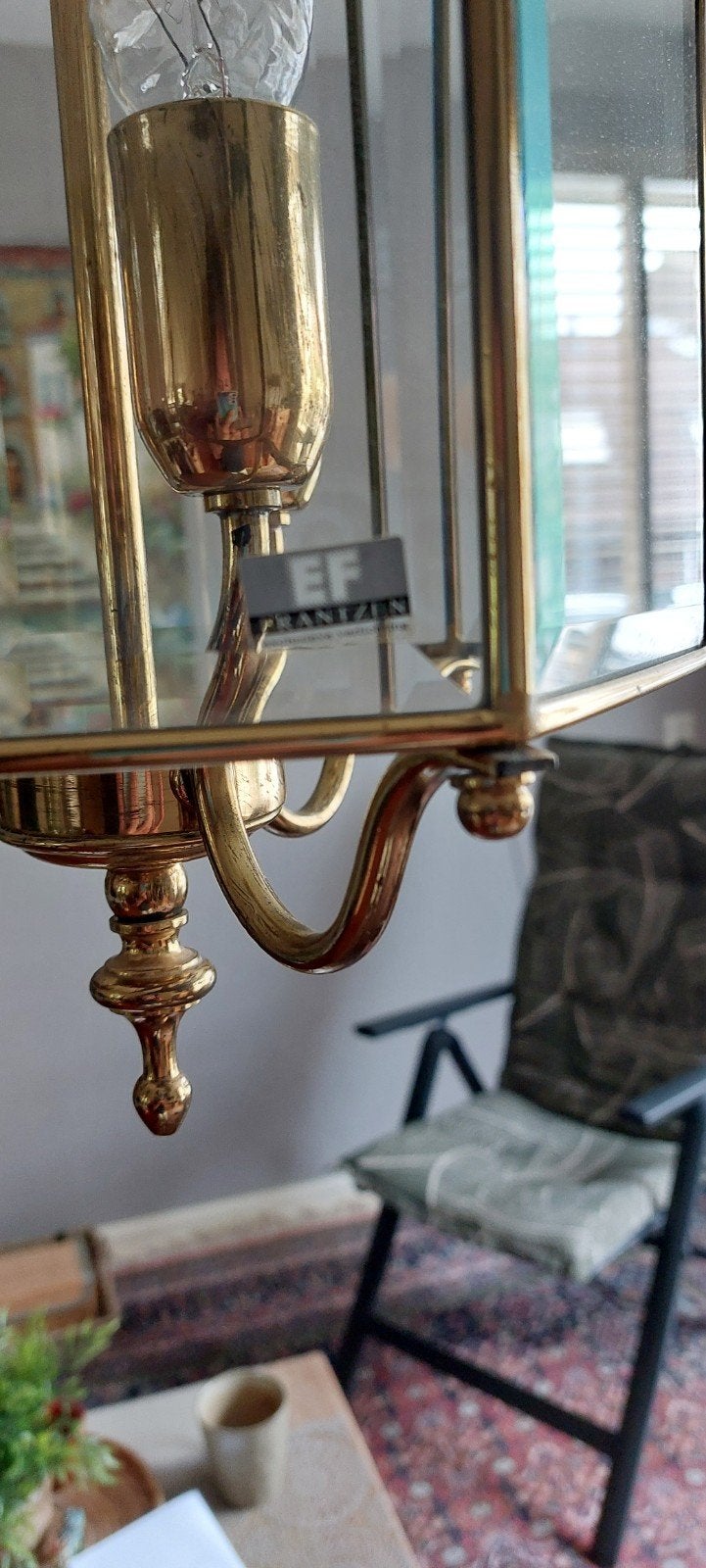 Stijlvolle Messing Hanglamp met 3 Kaarslampjes - Frantzen, Ophalen, Gebruikt, Klassiek, Sfeervol, E14 (klein)