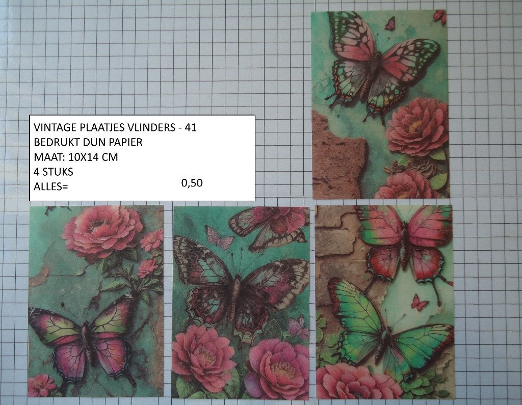 ⚠️nu 0,35: vintage plaatjes vlinders 41 ( alleen verzenden, Hobby en Vrije tijd, Ophalen, Nieuw, Papier of Karton, Overige merken