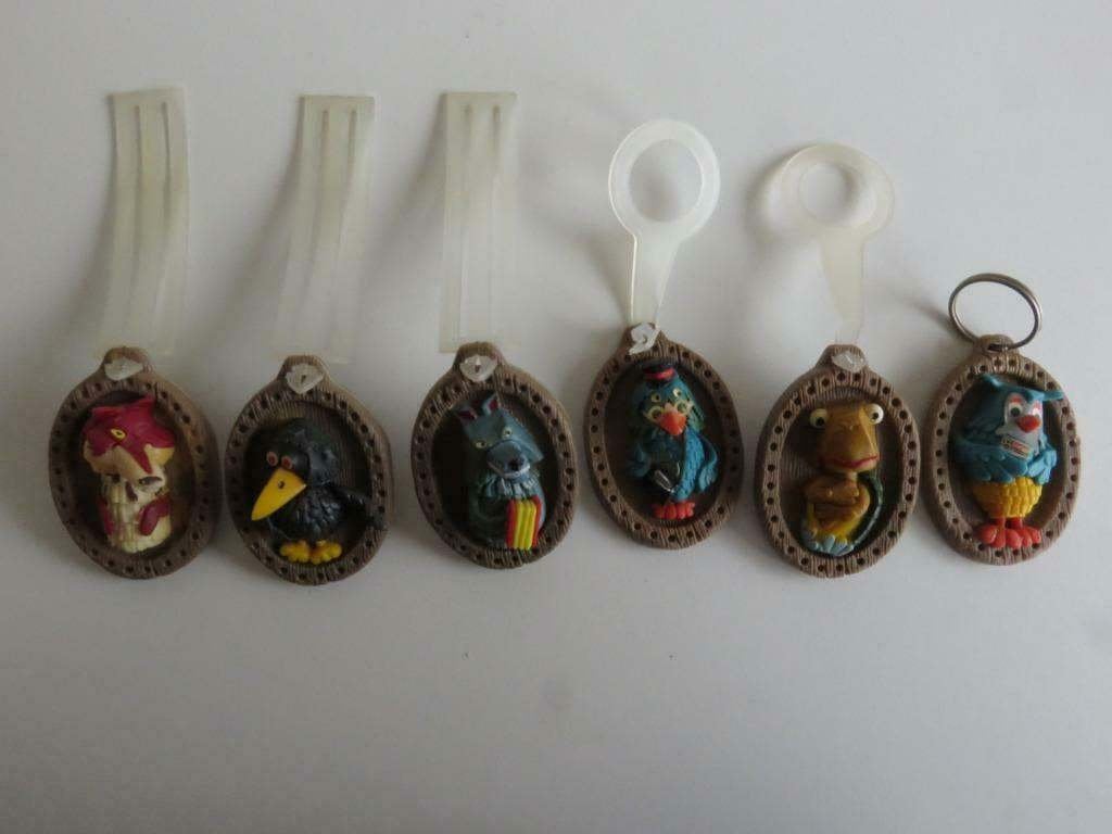 6 Fabeltjeskrant sleutelhangers (vintage) meneer de uil, Ophalen of Verzenden, Zo goed als nieuw, Knuffel of Figuurtje