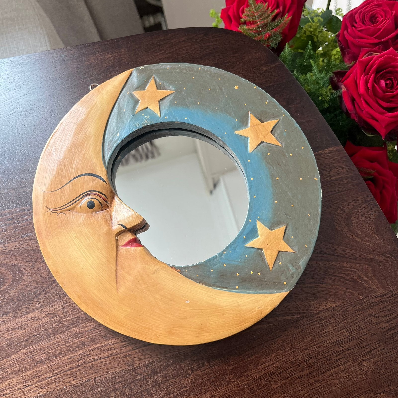Vintage jaren ‘90 Celestial Maan Spiegel, Ophalen of Verzenden, Rond, Minder dan 50 cm