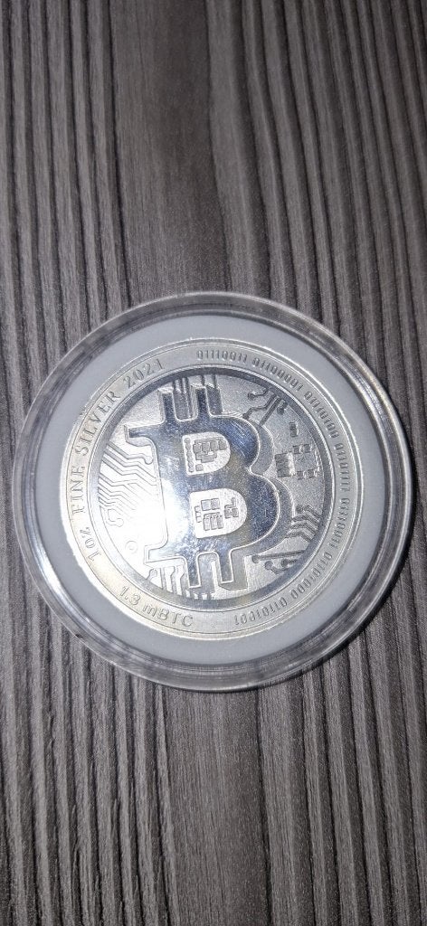 1 troy ounce zilveren munt Bitcoin 2021, Ophalen of Verzenden, Zilver