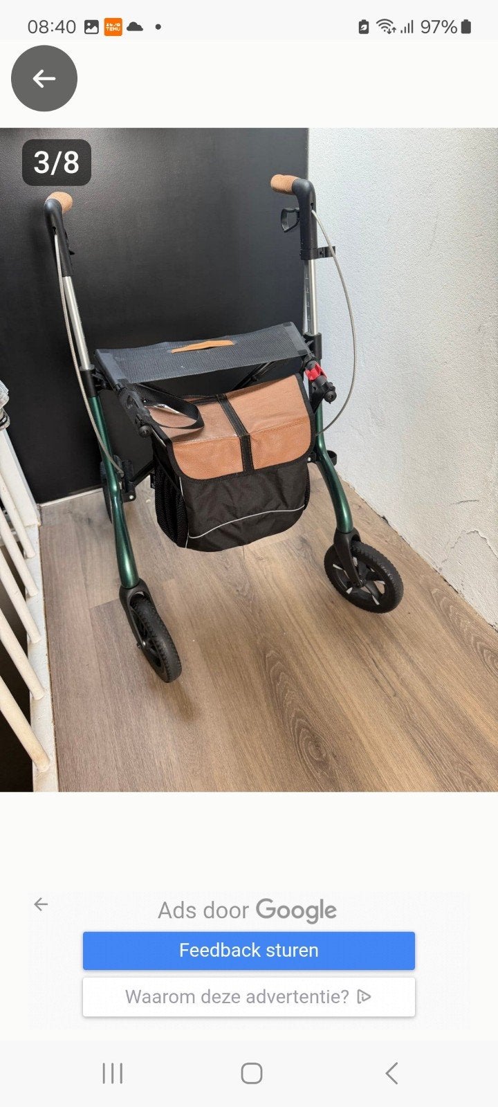 saljol carbon  lichtgewicht  ook een crème kleur rollator, Ophalen of Verzenden, Lichtgewicht, Zo goed als nieuw