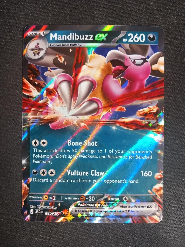 Pokemon Mandibuzz ex 139/217 Ascended Heroes Ultra Rare NM, Verzenden, Zo goed als nieuw, Losse kaart, Foil