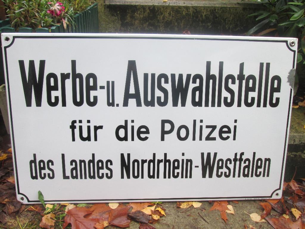 Emaille bord Duitse politie aanmeldbureau Polizei jaren 60., Verzamelen, Militaria | Algemeen, Ophalen of Verzenden, Landmacht