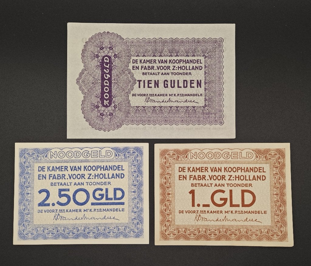 KvK, Noodgeld Rotterdam, Set 10, 2 1/2 en 1 Gulden, Postzegels en Munten, Bankbiljetten | Nederland, Ophalen of Verzenden, 10 gulden