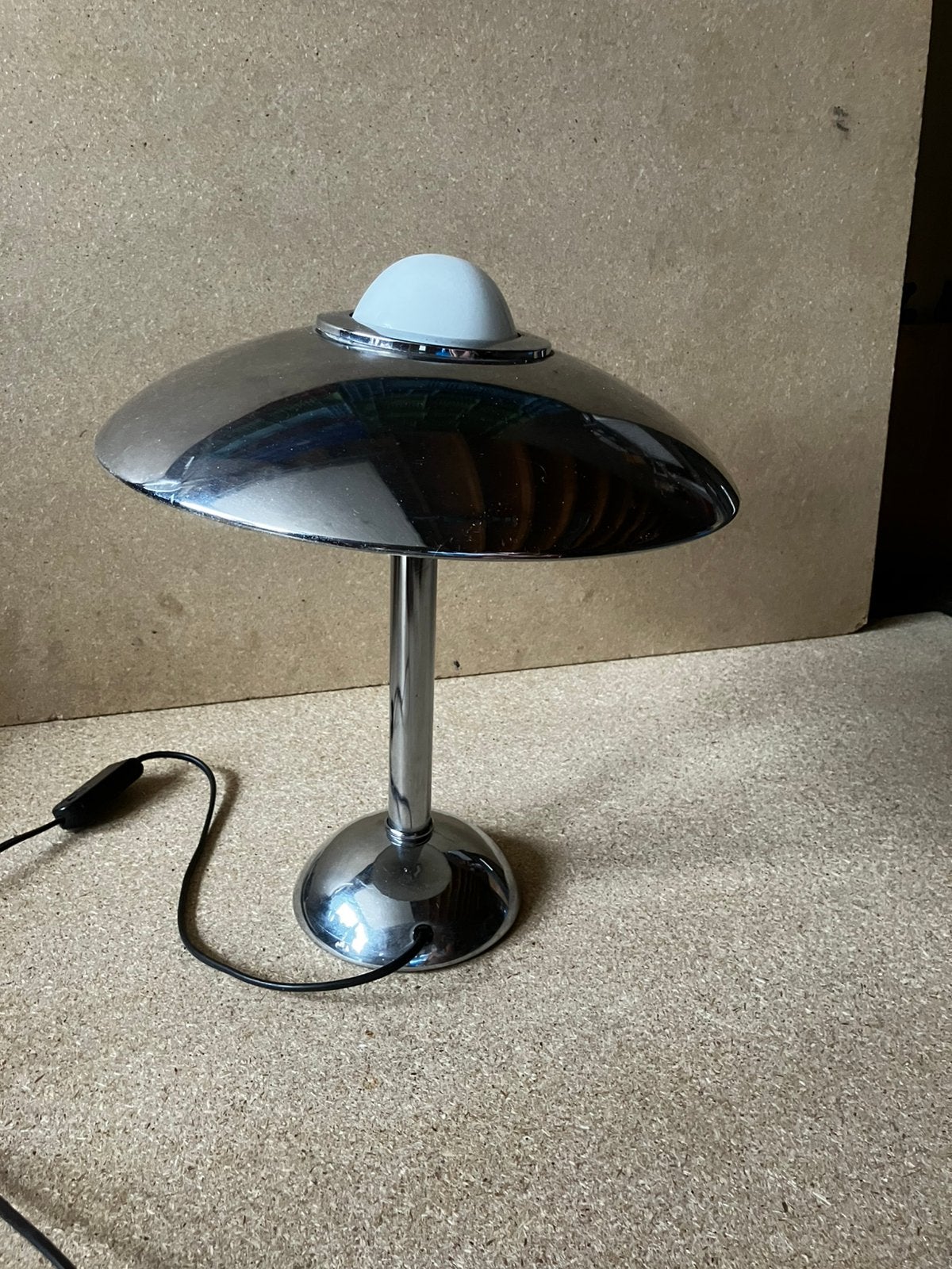 Tafellamp zilver glas, Vintage, Met schakelaar, 40 cm, Zilver