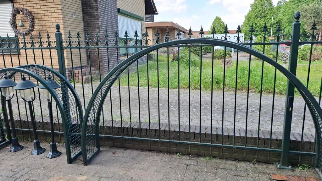 dubbelbrede kwalitatief metalen  rozenboog ofll. zware, Tuin en Terras, Ophalen, Met poort, Gebruikt, Sierhekwerk