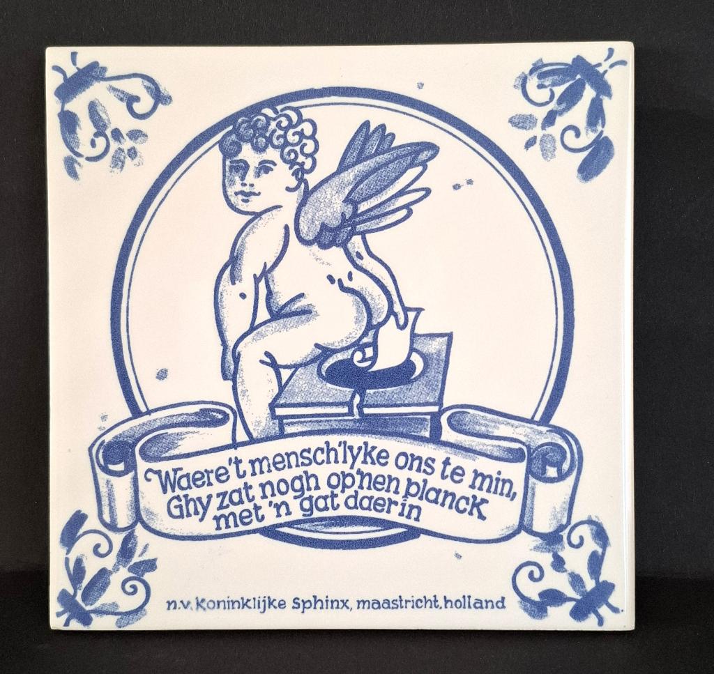 Sphinx tegel met spreuk, Ophalen of Verzenden