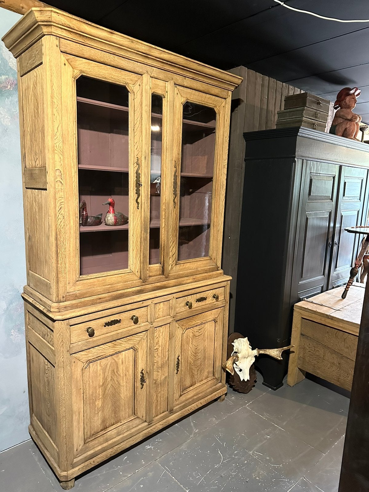 "HENDRICKX "  Eiken Vitrine Kast., Ophalen
