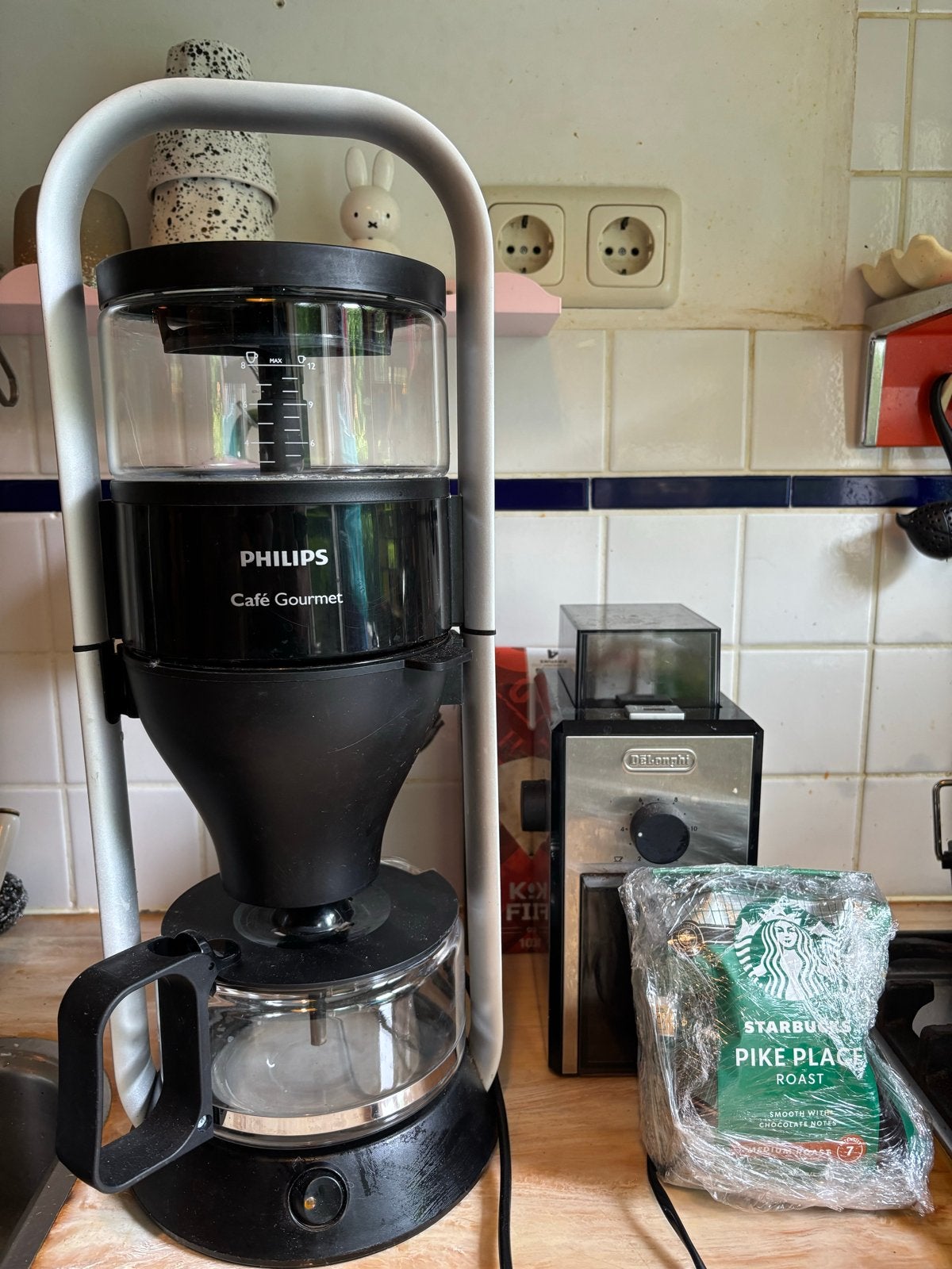 Philips Café Gourmet koffiezetapparaat met Delonghi maler, Gebruikt, 10 kopjes of meer, Koffiemachine, Gemalen koffie