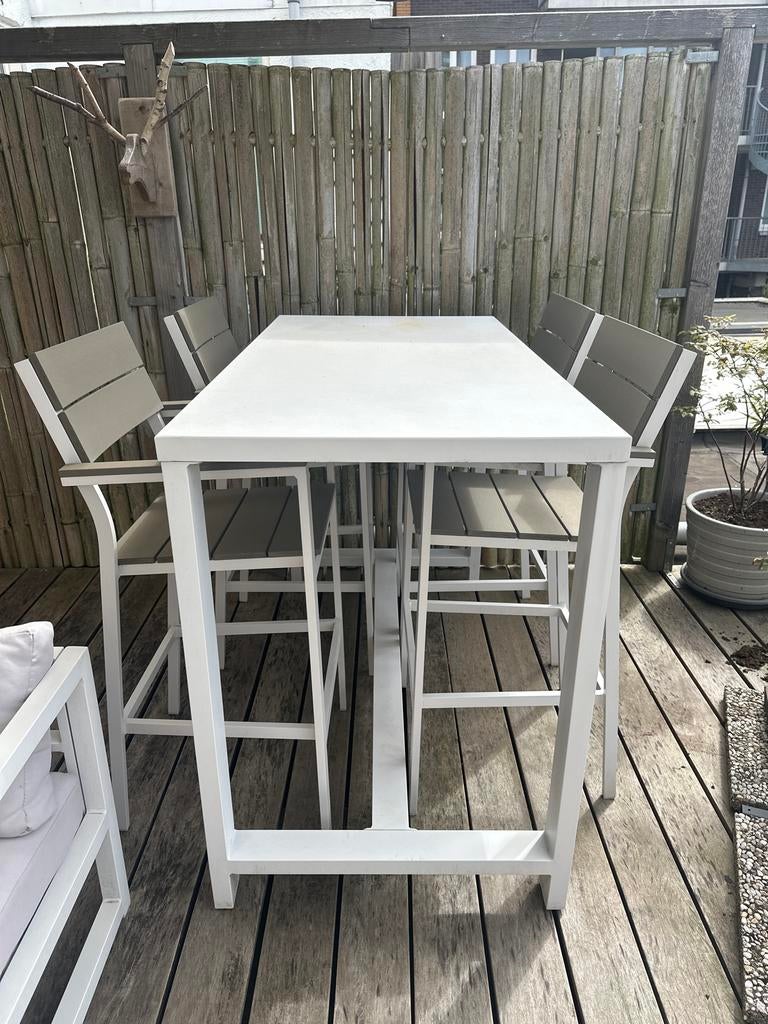 Bartafel met barkrukken Kees Smit, Tuin en Terras, Tuintafels, Ophalen, Gebruikt, Rechthoekig, Aluminium
