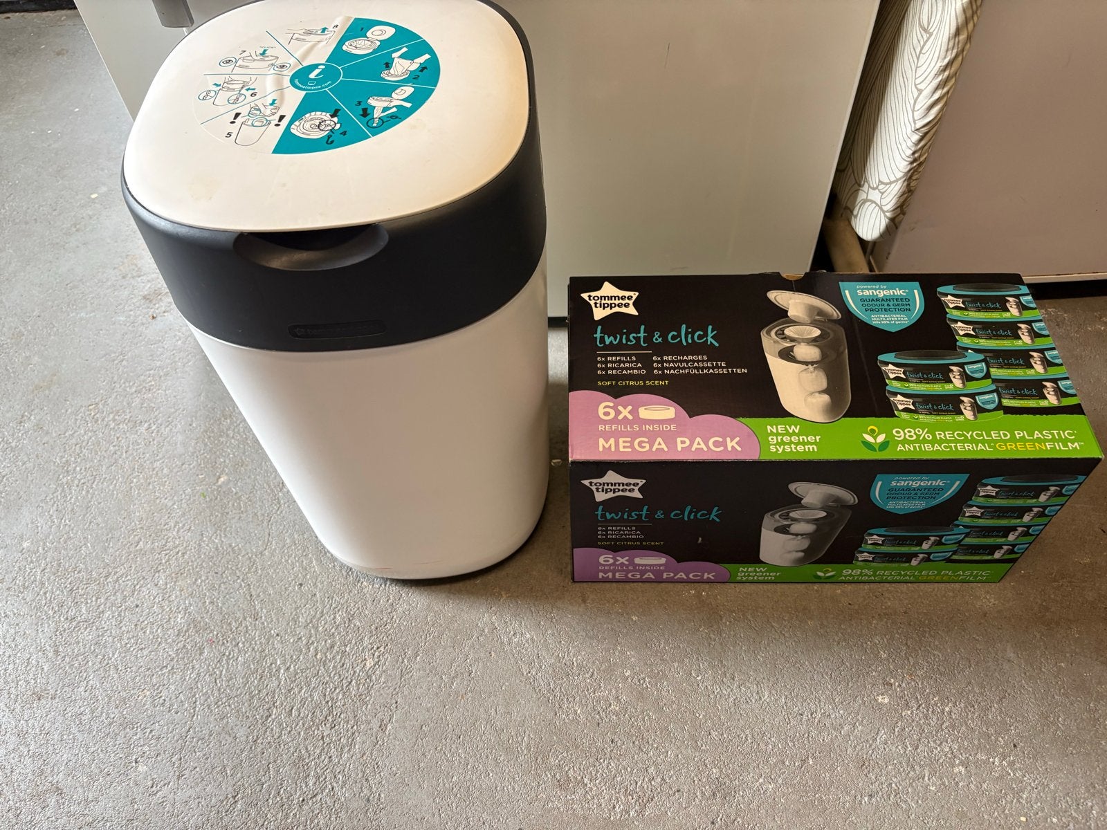 Tommee Tippee Twist & Click luieremmer met navulverpakking, Ophalen, Zo goed als nieuw