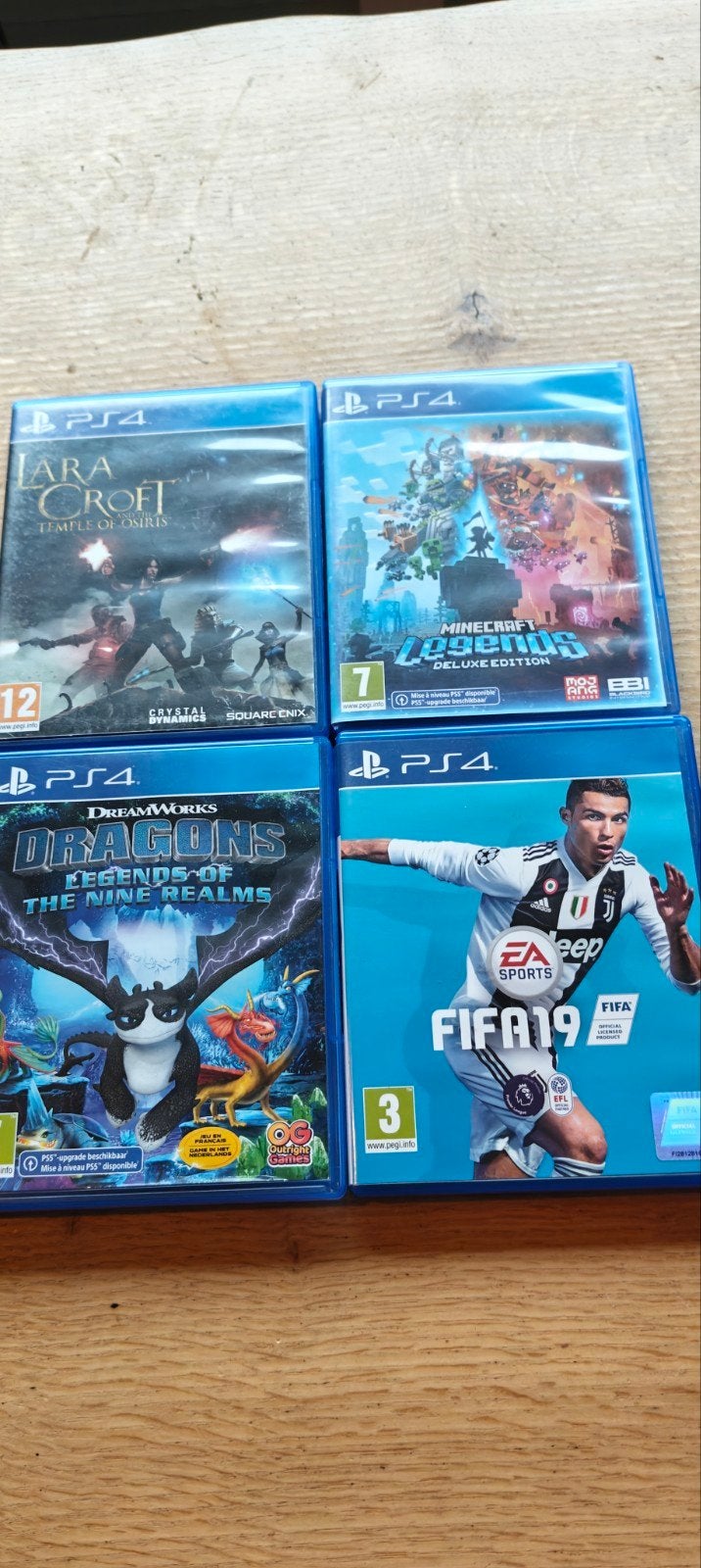 Lara Croft, Dragons, Minecraft en FIFA - PS4, Spelcomputers en Games, Avontuur en Actie, Gebruikt, Eén computer, Ophalen of Verzenden
