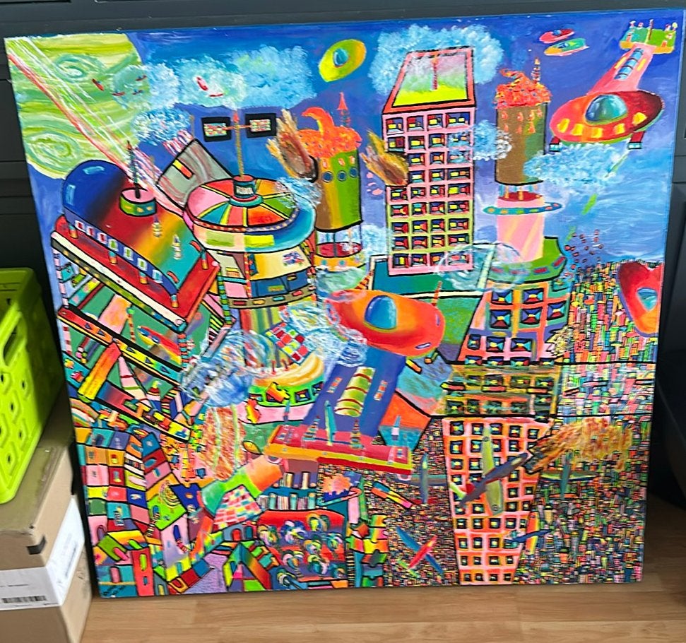 Uniek kunstwerk (outsider art), Ophalen, Textiel, Ophangklaar, Abstract