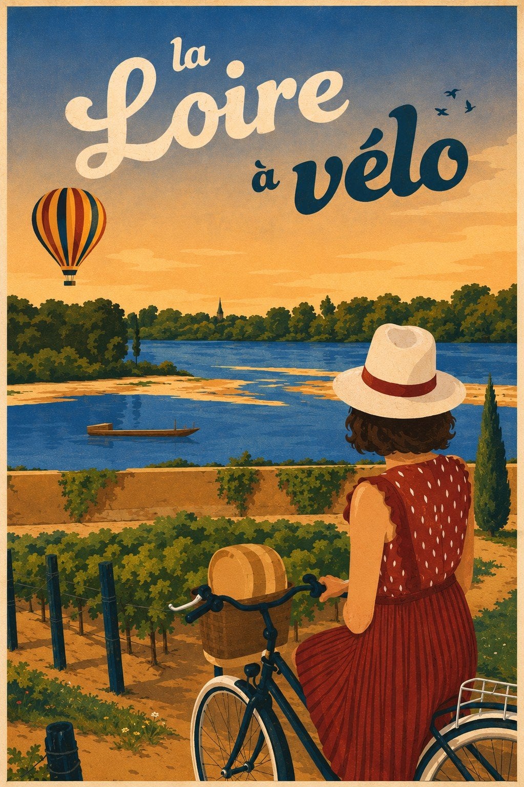Vintage Poster: La Loire à Vélo - Fietsen langs de Loire, Ophalen of Verzenden