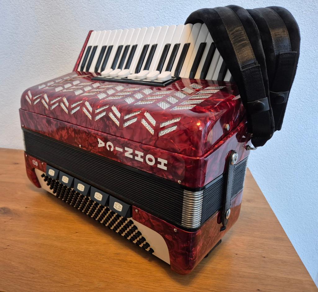 Zeer mooie accordeon 120 bas in perfecte staat, Muziek en Instrumenten, Ophalen, Met koffer, Toetsaccordeon, Zo goed als nieuw