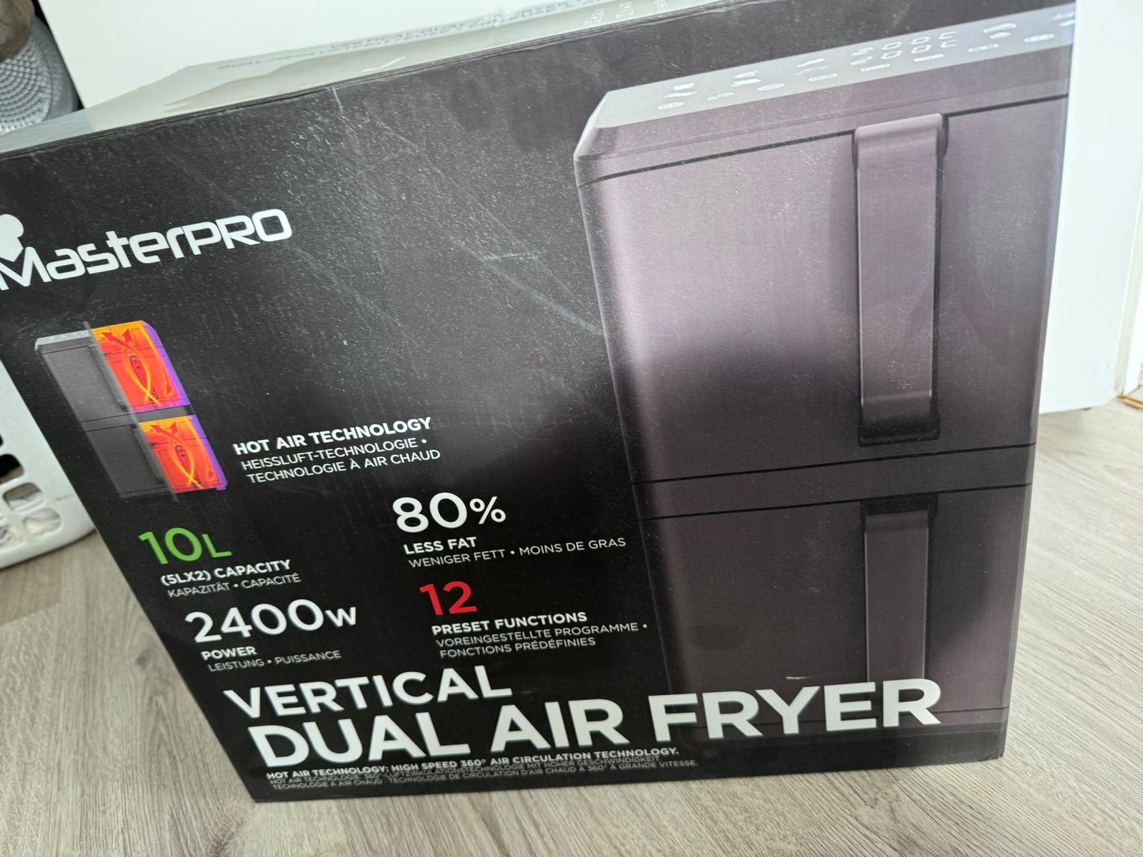 MasterPRO Vertical Dual Airfryer 10L 2400W, Ophalen of Verzenden, Zo goed als nieuw, Airfryer, 1500 gram of meer