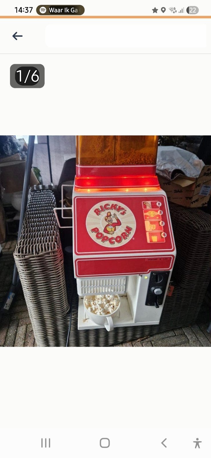 Ricky's Popcorn Automaat - Vintage Popcornmachine, Ophalen of Verzenden, Gebruikt