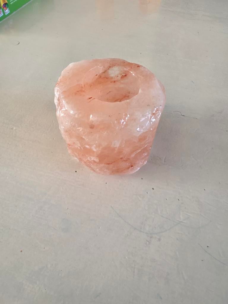 Himalaya Zout Theelichthouder - Roze Zoutsteen, Ophalen of Verzenden, Zo goed als nieuw, Overige materialen, Kandelaar