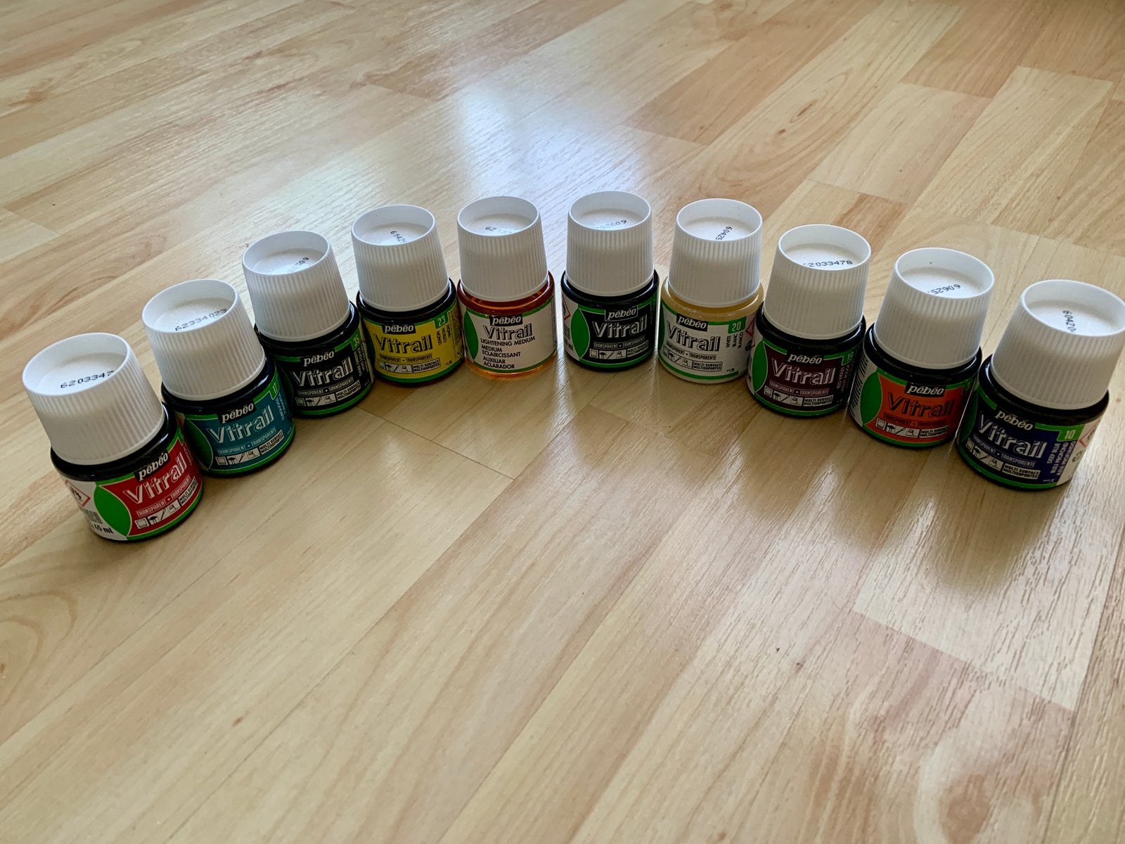 Pebeo Vitrail glasverf 10 potjes solvent 45 ml NIEUW!, Ophalen of Verzenden, Nieuw
