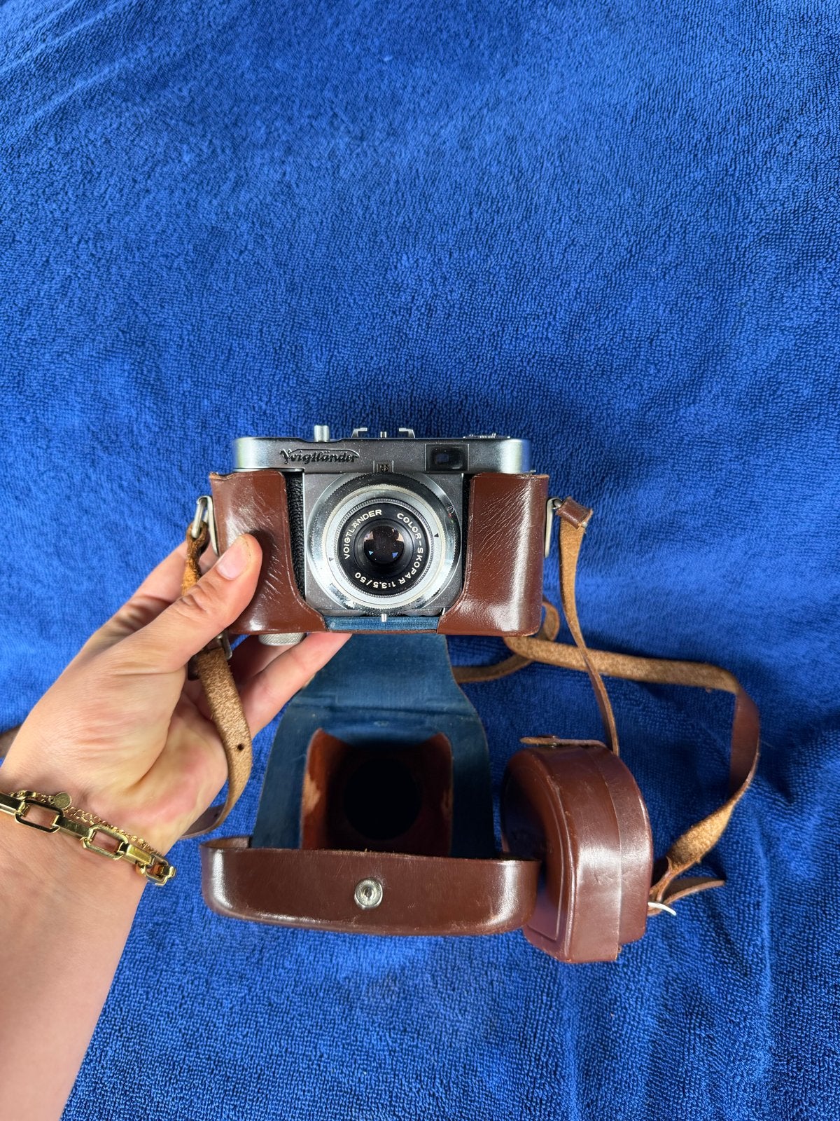 Vintage Voigtländer Vito B Compact Camera met Leren Tas, Ophalen, Gebruikt, Compact, Overige Merken