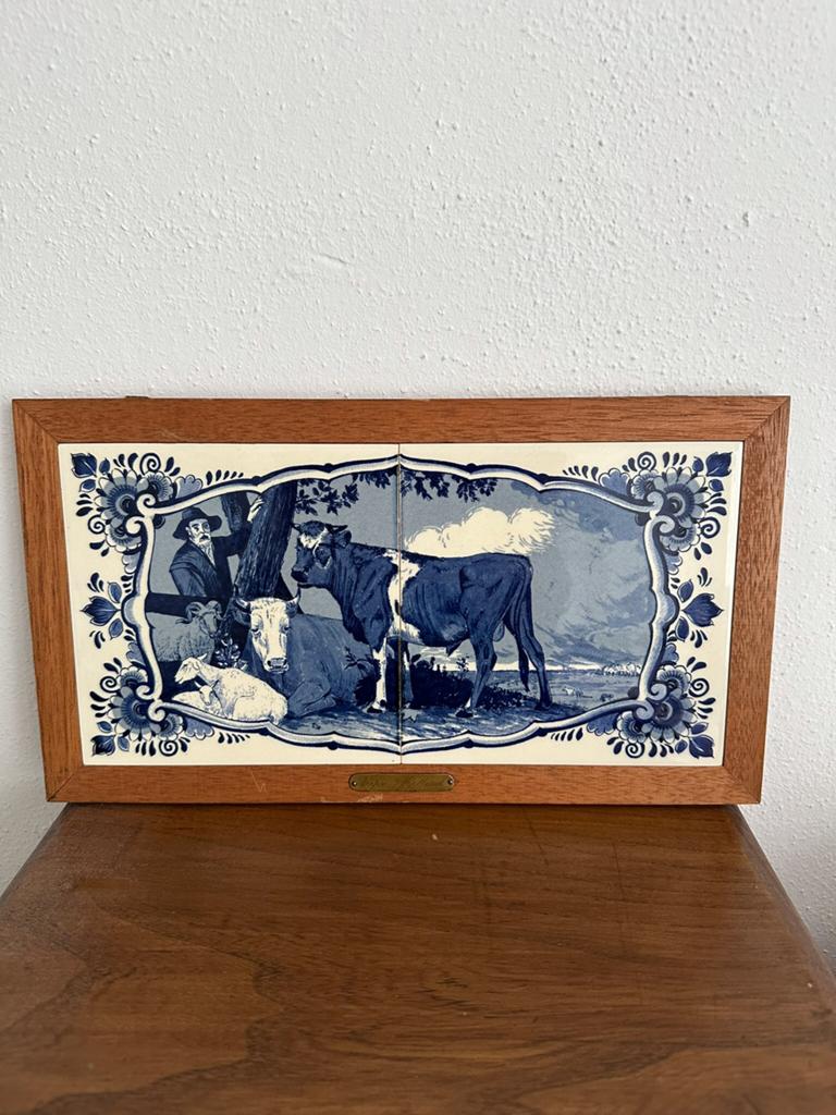 Paulus Potter De stier Delfts blauw tegelplateau, Ophalen of Verzenden