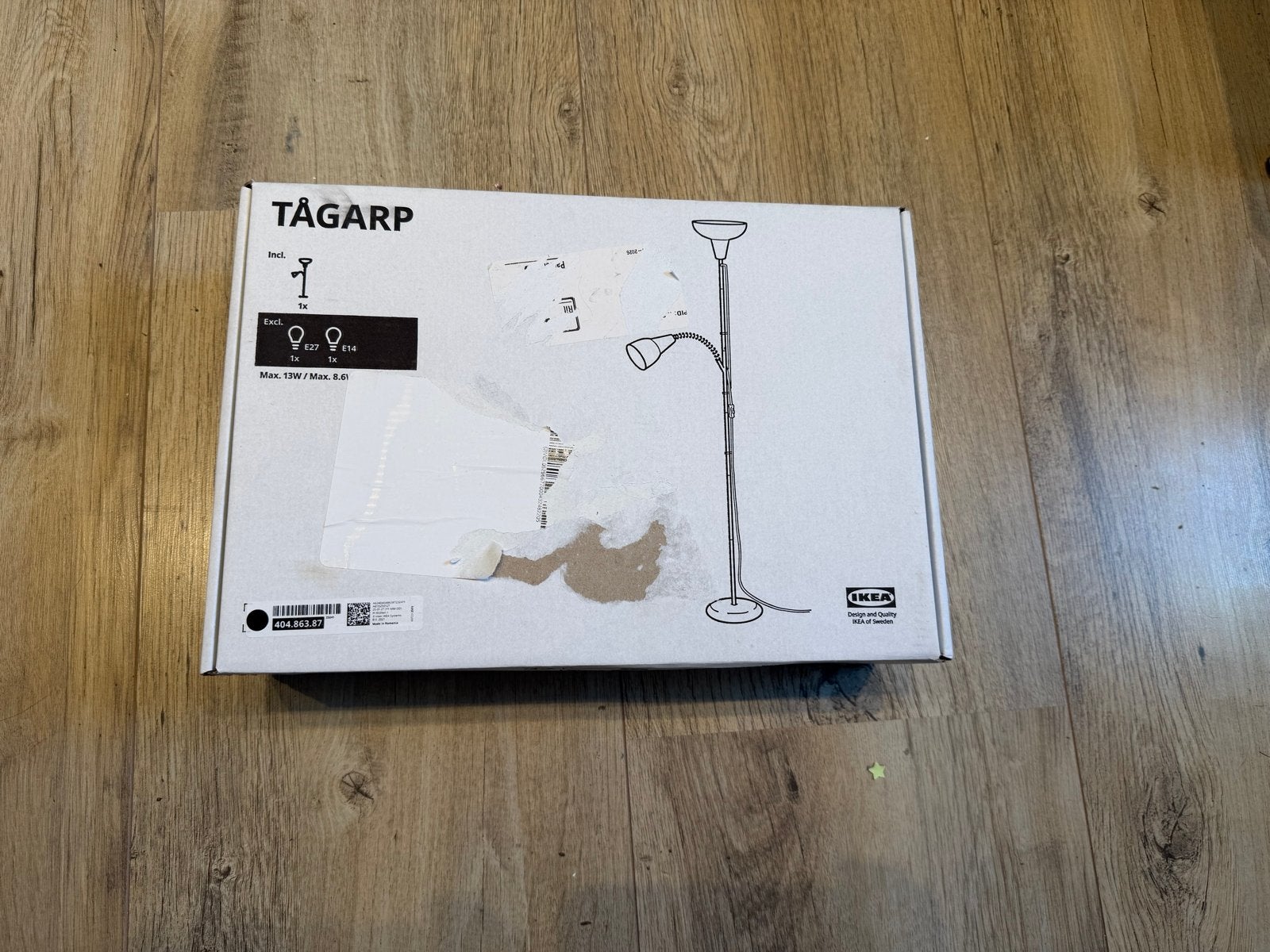 IKEA TÅGARP Vloerlamp met leeslamp - Nieuw in verpakking, Ophalen, Nieuw, E27 (groot), Metaal