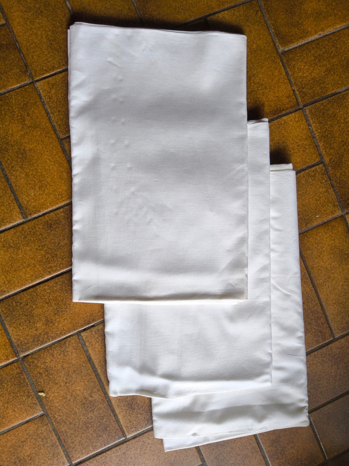 4 witte katoenen lakens (ca. 220x170 cm), Gebruikt, Eenpersoons, Katoen, Ophalen of Verzenden