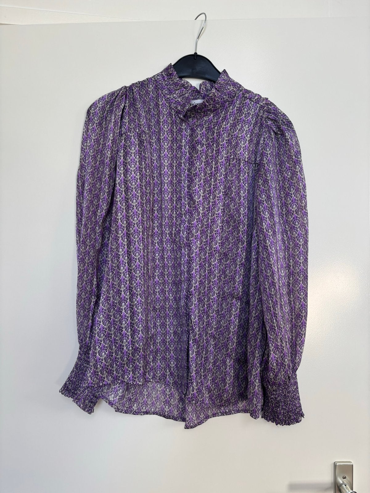 Co'Couture blouse met paarse print mt L, Ophalen of Verzenden, Zo goed als nieuw, Maat 42/44 (L), Paars