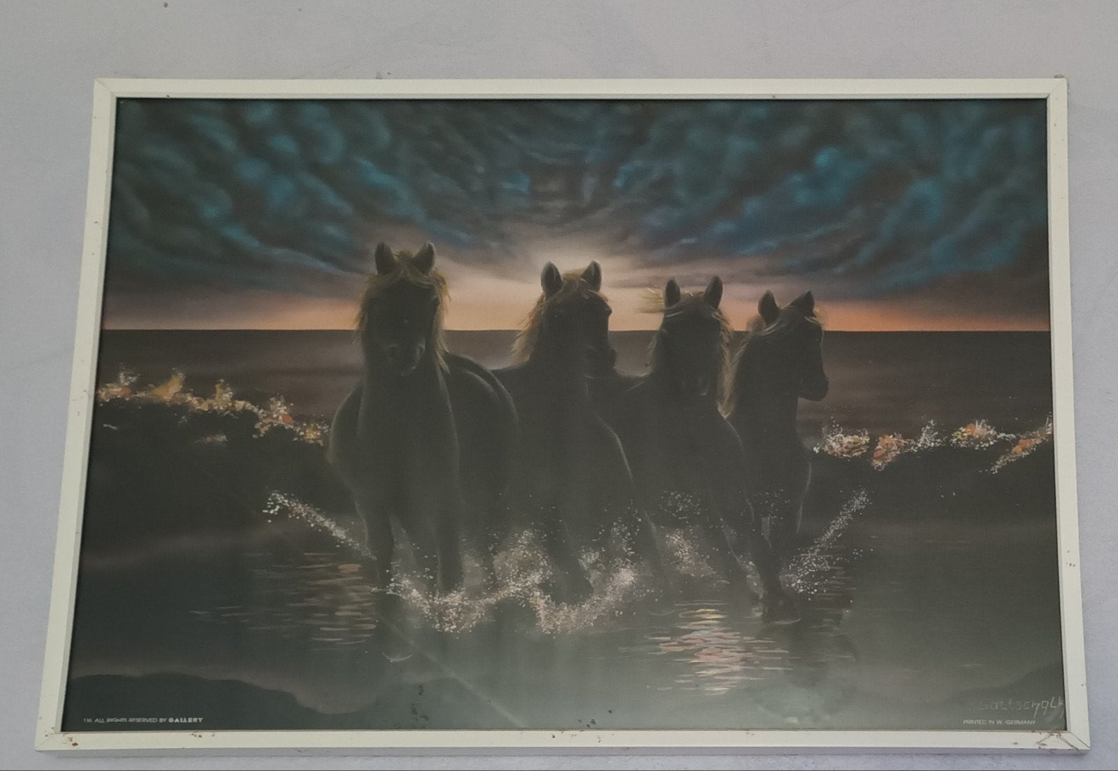 Poster van paarden in het water, Ophalen, Foto of Poster, Minder dan 50 cm