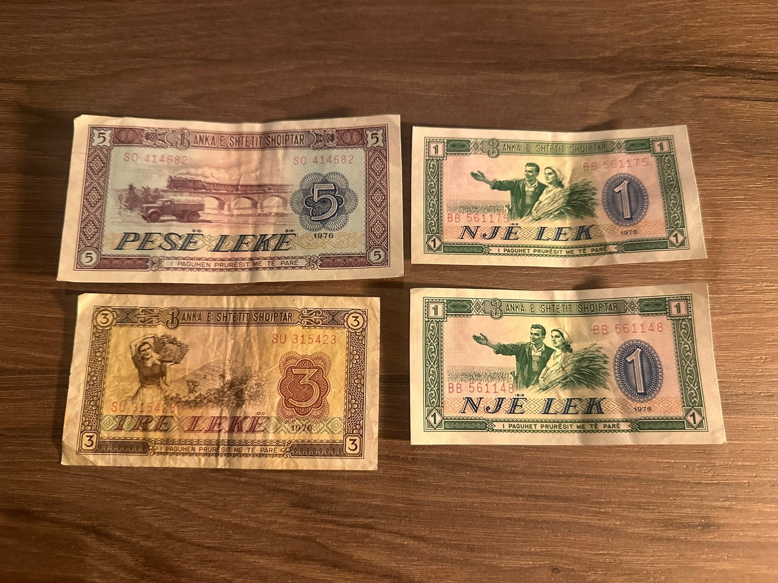 Albanese Lek biljetten - Set van 4 (1976-1978), Ophalen of Verzenden, Overige landen, Setje