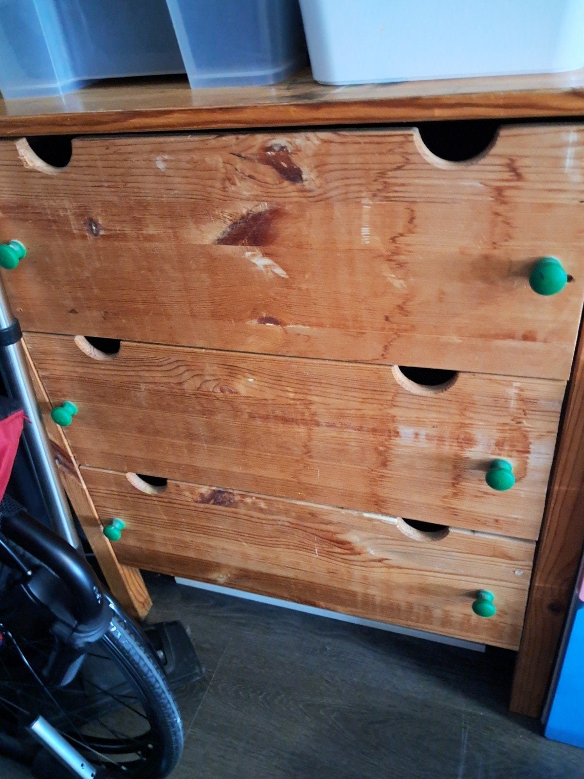 Houten ladekast met 3 ruime laden, 3 of 4 laden, Ophalen, Grenenhout