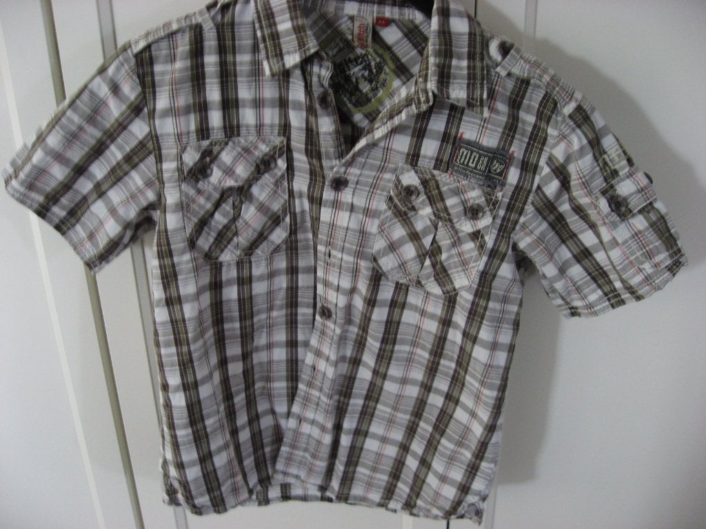 nieuwe geruite legergroene bloes van Mitch, mt 146, Verzenden, Overhemd of Blouse, Nieuw, Jongen