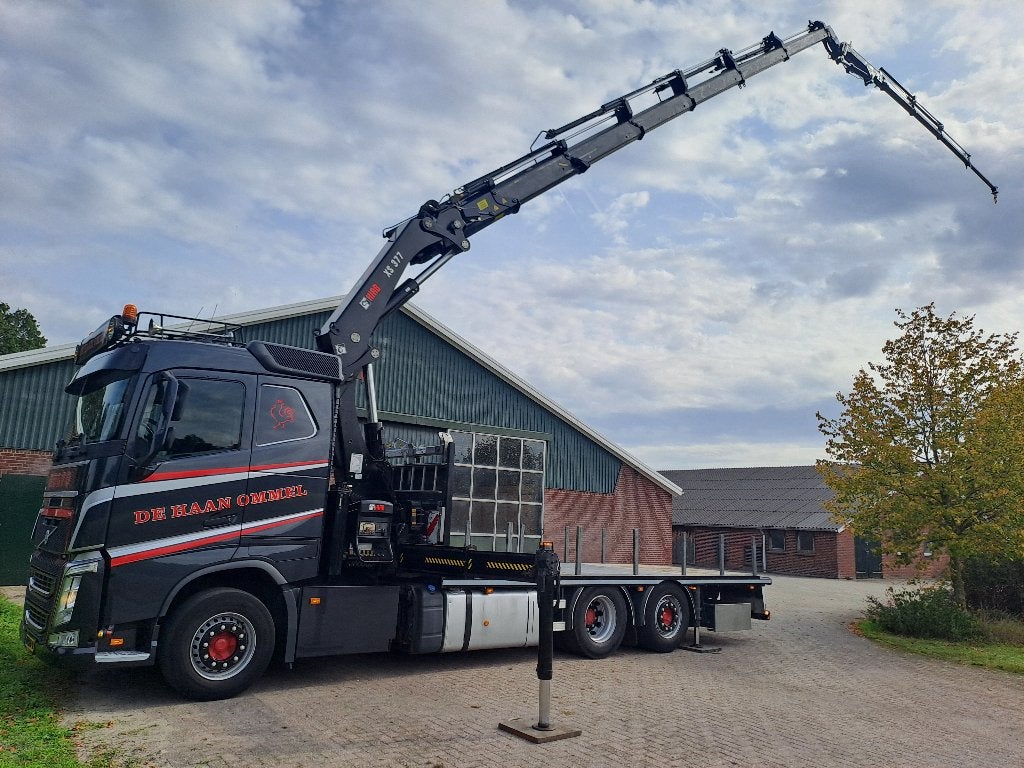 Volvo FH 470 6x2  + Hiab 377 E-6  + Jib 70 X-4, Auto's, Automaat, Euro 6, Zwart, Leder