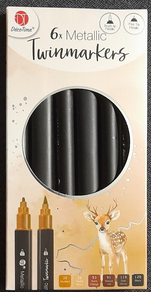 6 DecoTime Metallic Twinmarkers, Hobby en Vrije tijd, Tekenen, Ophalen of Verzenden, Nieuw, Potlood of Stift
