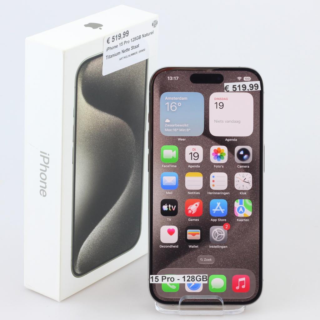 iPhone 15 Pro 128GB Naturel Titanium Nette Staat, Apple, Zo goed als nieuw, Support@apple.com, One Apple Park Way
Cupertino, CA 95014
United States