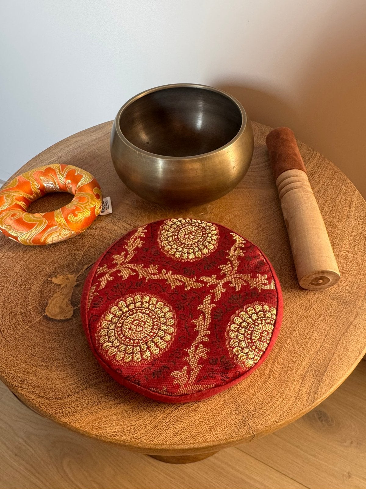 Nepalese klankschaal brons klein set, Ophalen of Verzenden, Zo goed als nieuw, Overige soorten