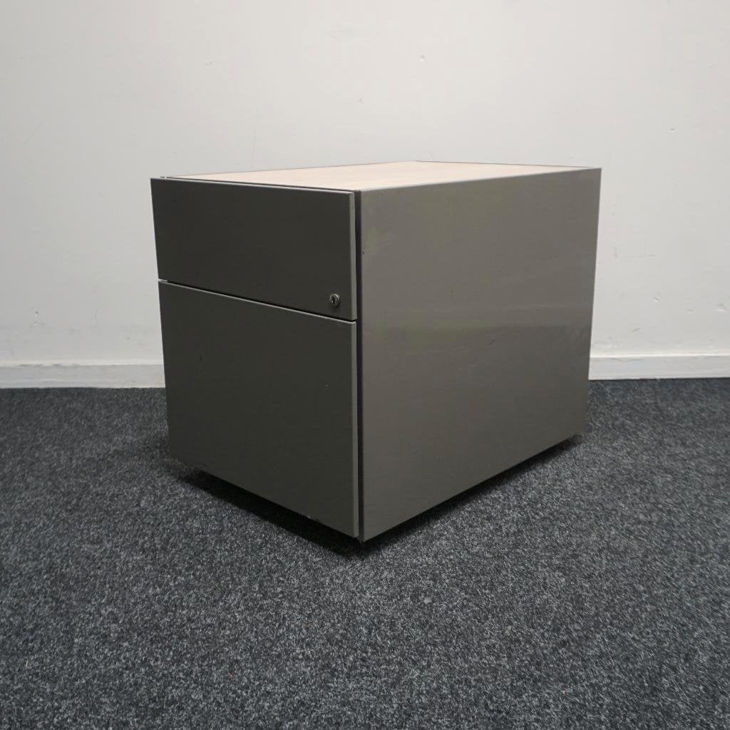 Verrijdbaar Ladeblok | 49x42x60cm | 2-lades | Grijs | Metaal, Huis en Inrichting, Minder dan 50 cm, Gebruikt, -, 1 of 2 laden