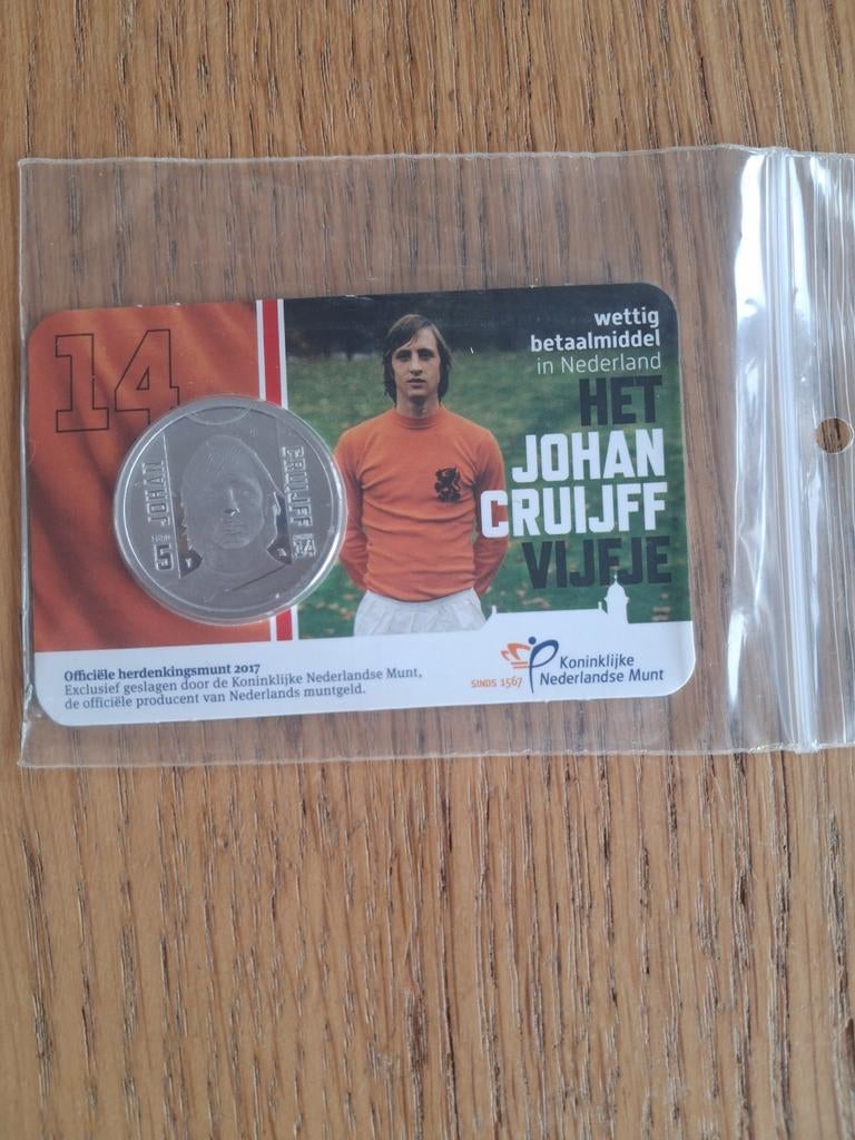 Johan Cruijff Vijfje 2017, Postzegels en Munten, Munten | Nederland, Ophalen of Verzenden