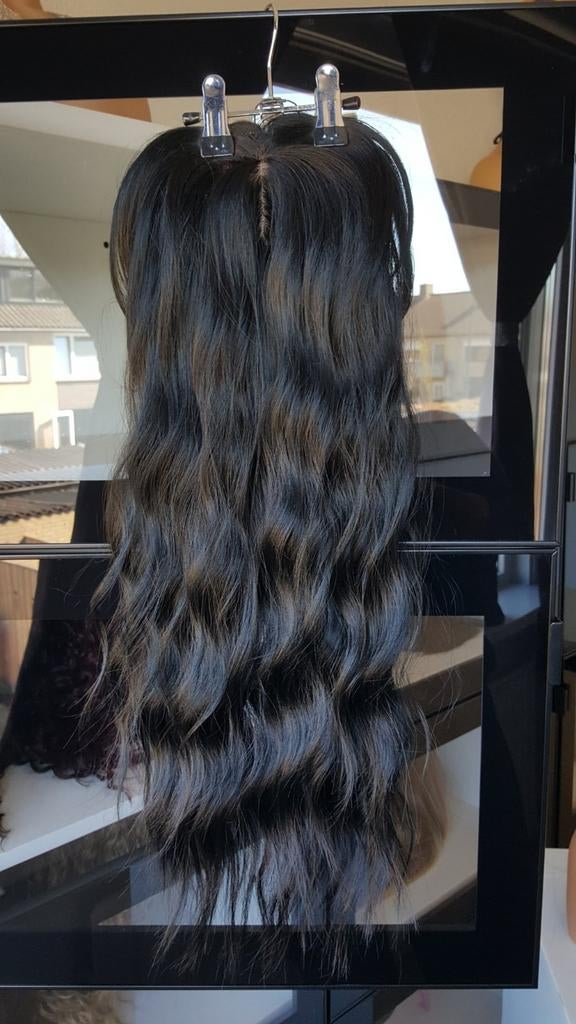 HaarTopper: #16 - Natuurlijk Zwart - Wavy - 50/55cm, Ophalen of Verzenden, Nieuw, Pruik of Haarverlenging