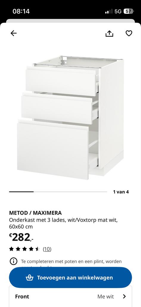 3x Ikea Metod Voxtorp mat wit 60x60cm, Ophalen, Wit, Nieuw, 50 tot 100 cm