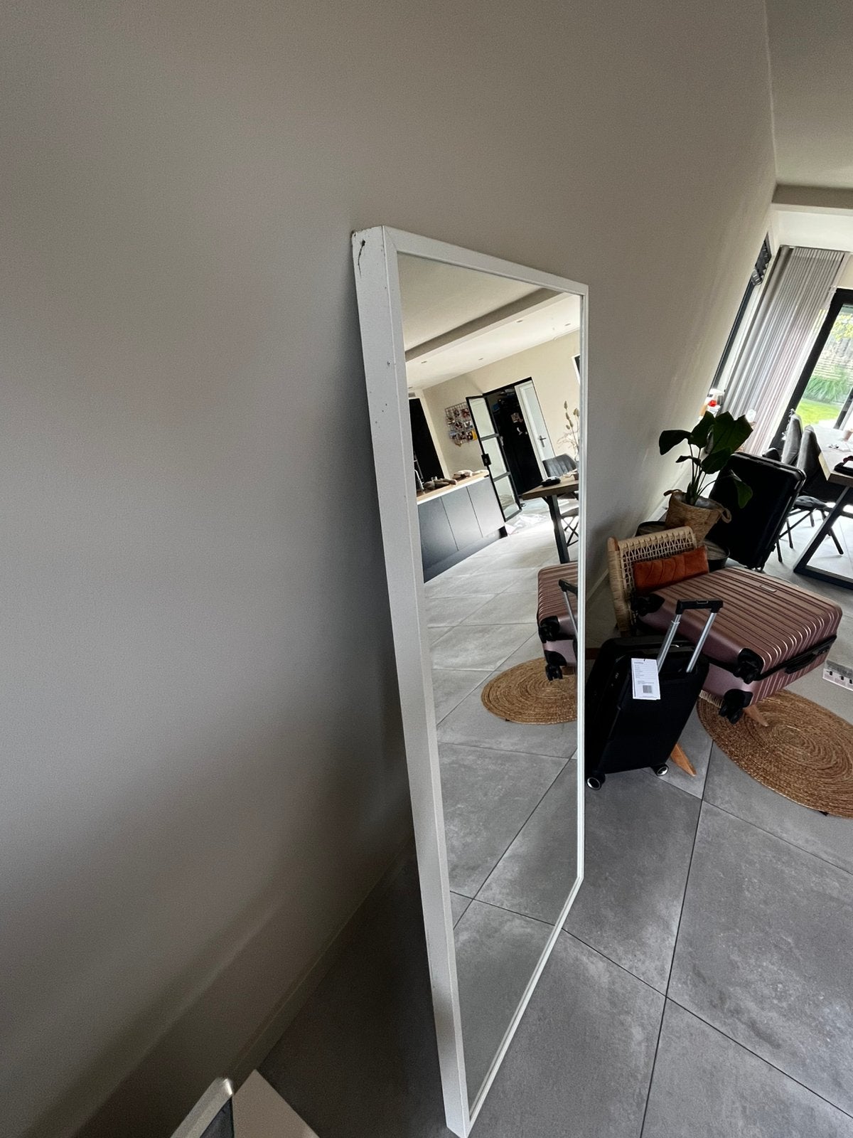 Grote spiegel 70x160 cm – witte lijst, Huis en Inrichting, Woonaccessoires | Spiegels, Ophalen, Zo goed als nieuw, Rechthoekig