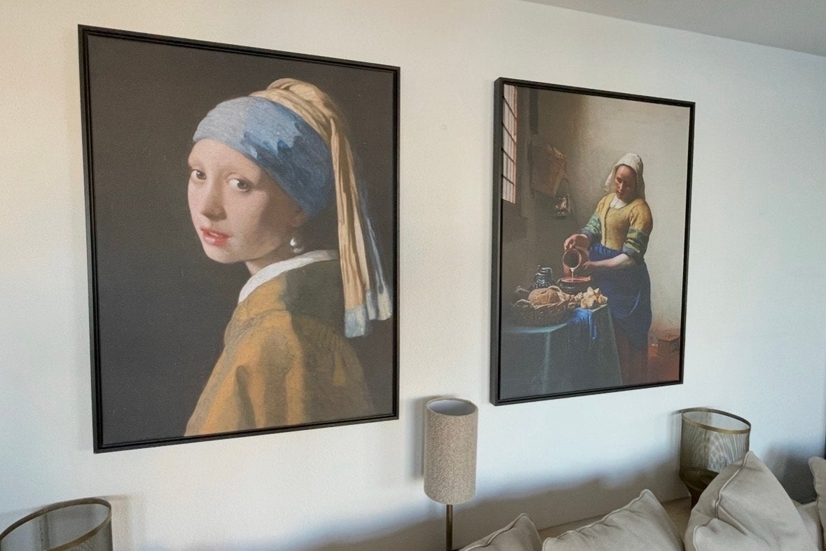 Groot Vermeer canvasduo 75/100 cm – Kontoer Design – Set, Ophalen, Doek, Portret of Personen, Bijzondere lijst