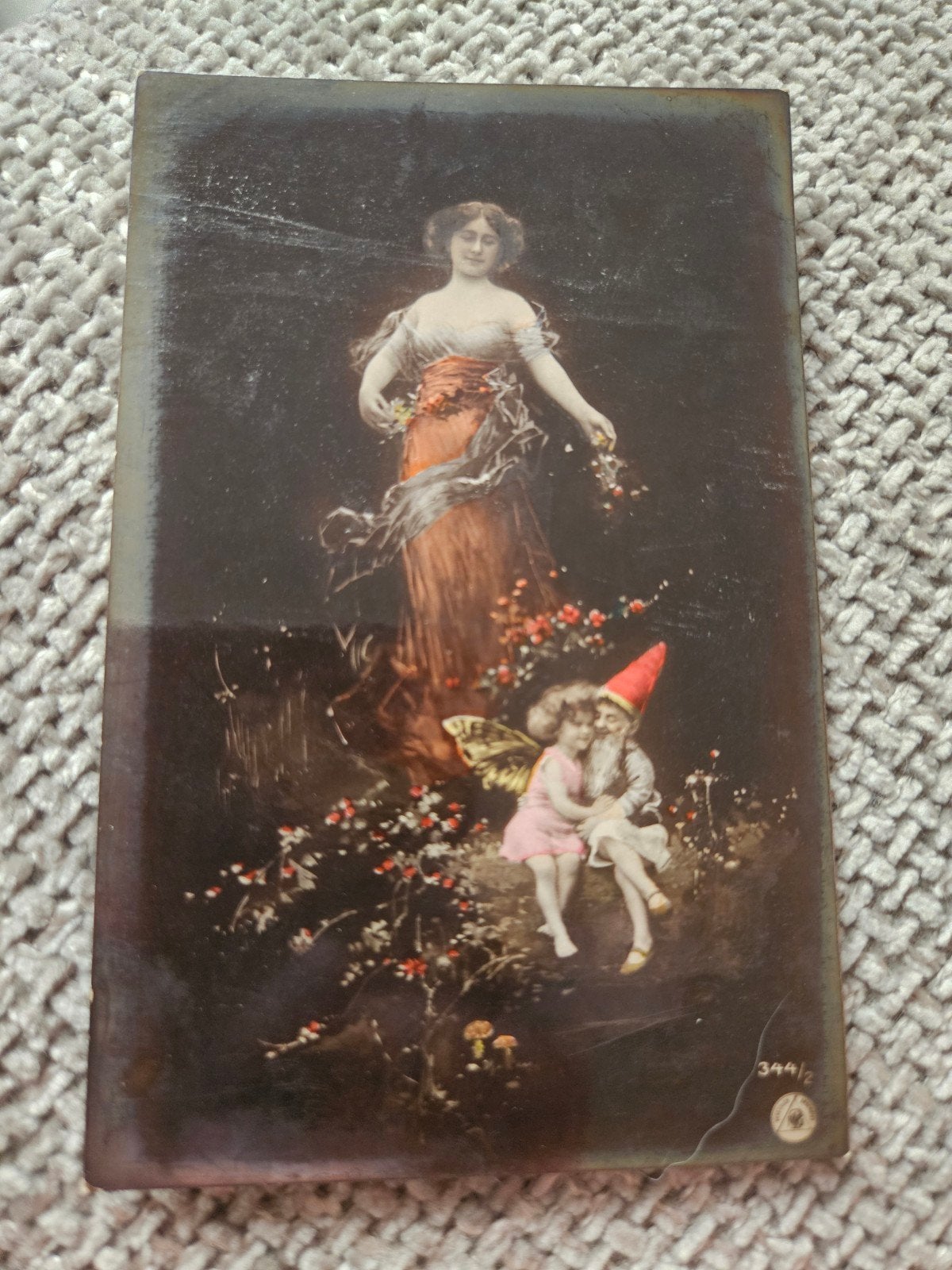 Kabouter Vrouw met Bloemen en Elfje 1905, Ophalen of Verzenden, Voor 1920, Gelopen