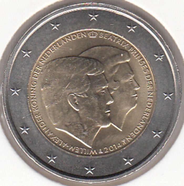 Nederland 2 euro Koningsdubbelportret 2014 in munthouder, Verzenden, Koningin Beatrix, Euro's, Losse munt