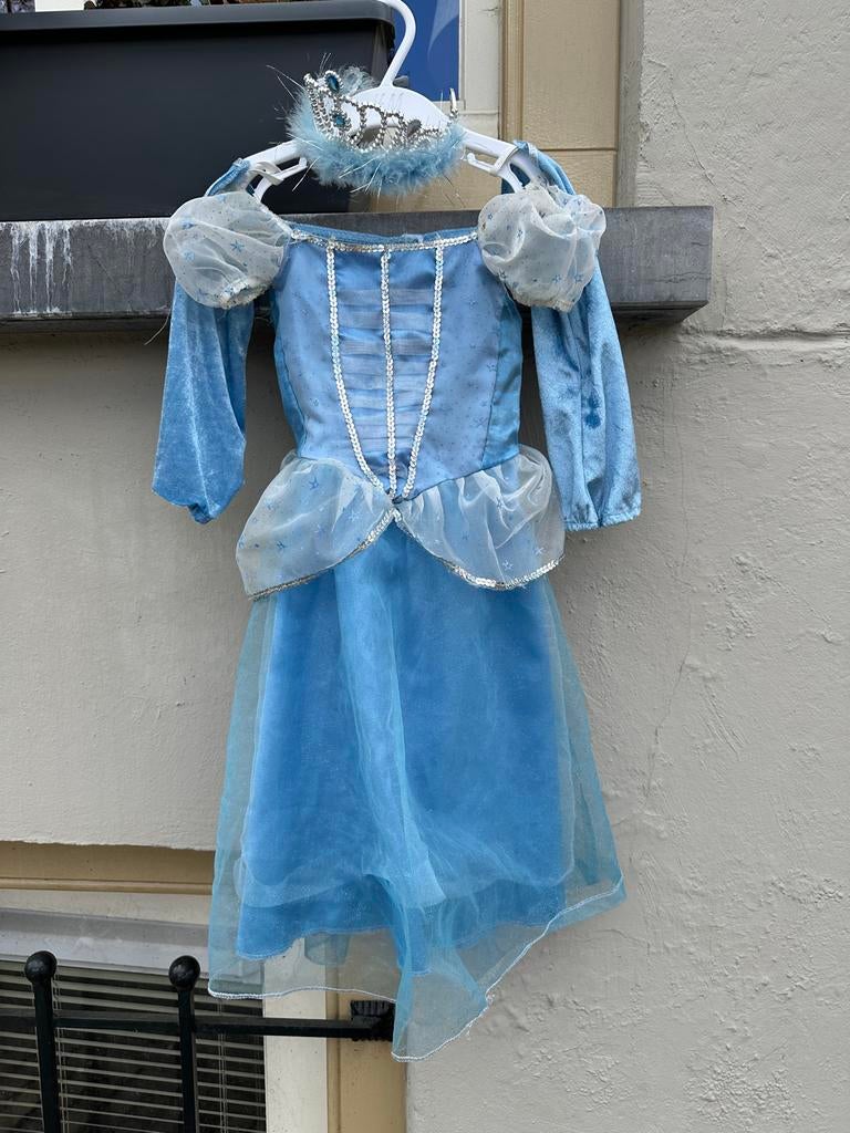 Frozen Elsa verkleedjurk maat 104 met kroontje, Ophalen, Gebruikt, 104 of kleiner, Meisje