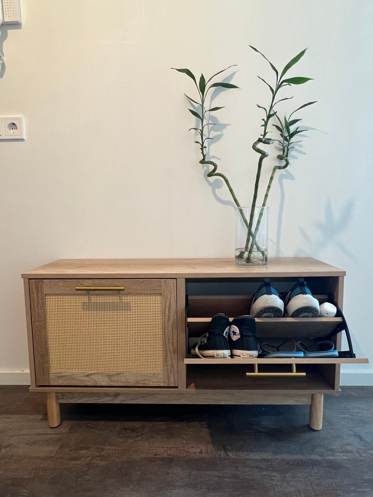 Schoenenkast met rotan details - Zo goed als nieuw, Ophalen, Zo goed als nieuw