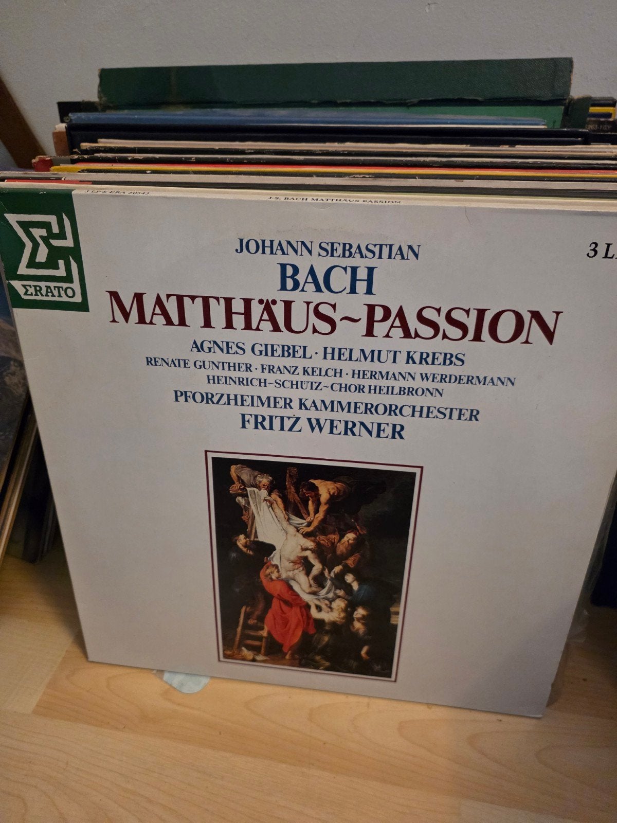 Bach - Matthäus-Passion (3 LP Boxset) - Erato, Boxset, Gebruikt, Ophalen of Verzenden, 12 inch