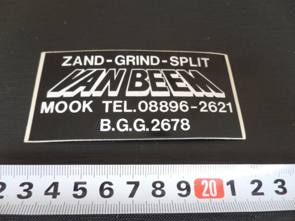 sticker mook VAN BEEM zand grind split, Ophalen, Zo goed als nieuw