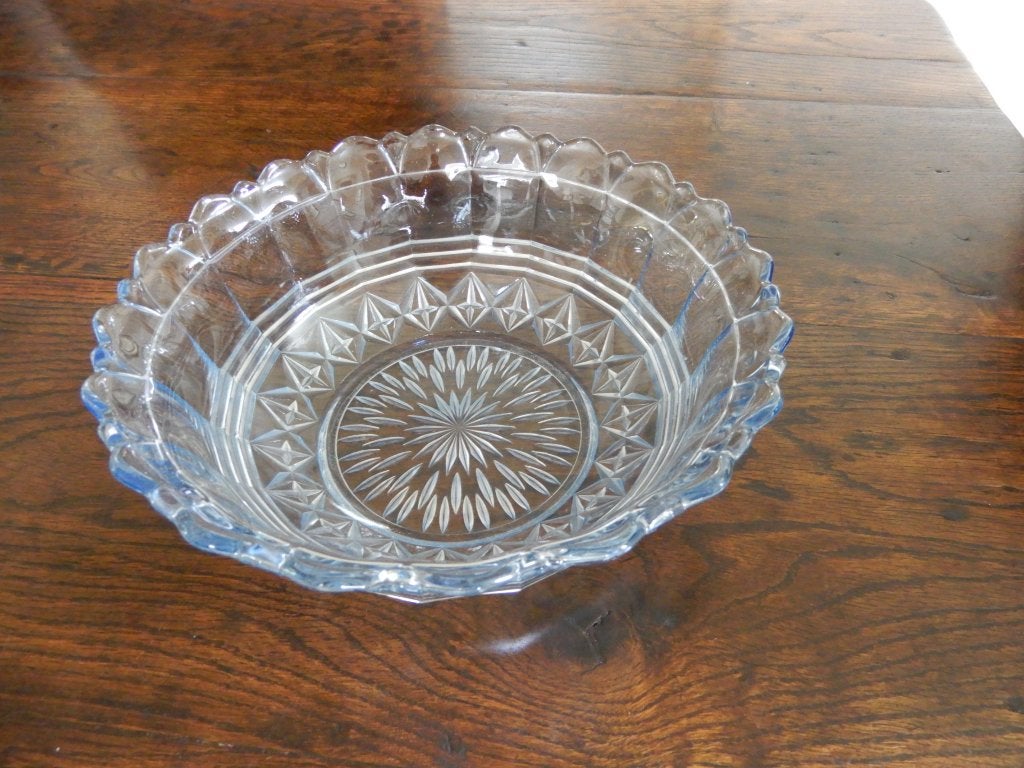schaal kristal, antiek, kleur lichtblauw, Ophalen of Verzenden